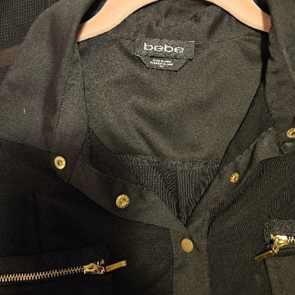 Bebe Black Button-Up Blouse with Gold Accents - Picture 5 of 5